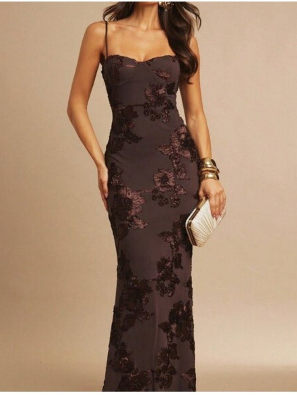 Brown Sexy Women's Floral Maxi Dress